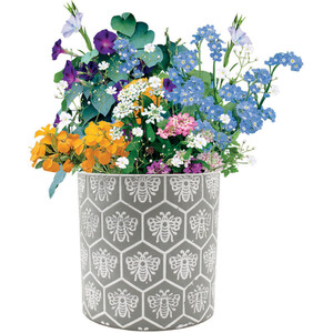 Bee Friends Patterned Ceramic Pot - Grey / Wild Flower Mix by Bee Friends