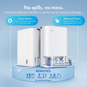 Desiccant Dehumidifier 7L per Day - White by VonHaus