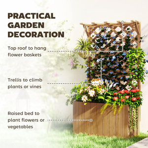 Outsunny Wooden Raised Garden Planter Box with Trellis by Outsunny
