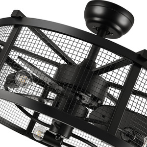 Ceiling Fan Light with Metal Mesh Shade - Black by Livingandhome