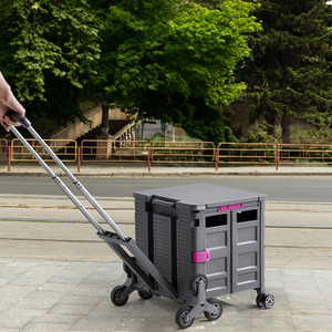 Folding Stair Climbing Shopping Trolley with Magnetic Lid and Tiltable Handle by lifeideas