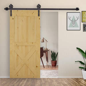 HOMCOM Sliding Barn Door Hardware Carbon Steel Kit - Deep Coffee by HOMCOM
