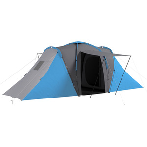 Outsunny 4-6 Man Tunnel Tent with 2 Bedroom and Living Area, Grey and Blue by Outsunny