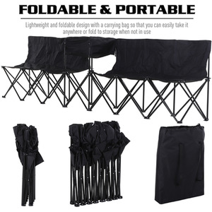 Outsunny 6 Seat Folding Bench - Black by Outsunny