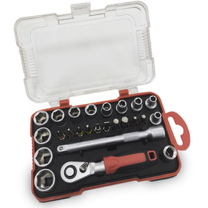 Lumberjack 25 Piece 14 Inch Square Drive Metric Socket Set - Red by Lumberjack