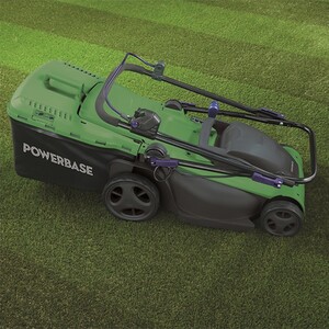 Powerbase Electric Mower with Rear Roller - Green / 41cm Cutting Width by Powerbase