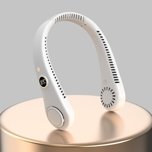 USB Bladeless Portable Neck Fan With LED Display - White