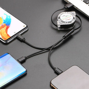 Retractable 3-in-1 Data Cable - Black