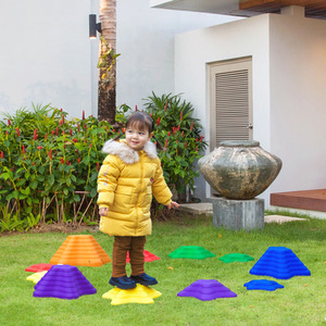 Outsunny Kids Balance Stepping Stones Non-slip Obstacle Course - Multi-coloured / 23L x 23W x 4H cm(small), 33L x 33W x 7.5H cm(medium), 36.5L x 36.5W x 16H cm(big), 40.5L x 40.5W x 20H cm(large) by Outsunny