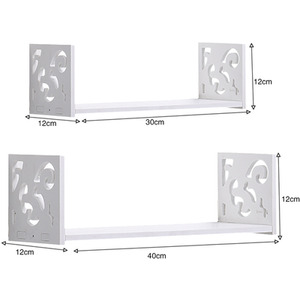 Modern Set of 2 U-Shaped Wall Floating Shelves - White by Livingandhome