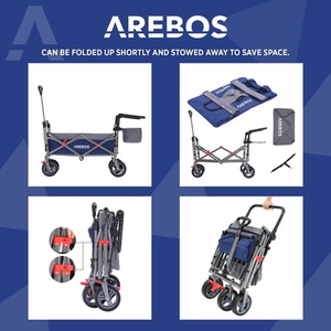 Handcart Premium Foldable with Roof - Transport Trolley - Blue by AREBOS
