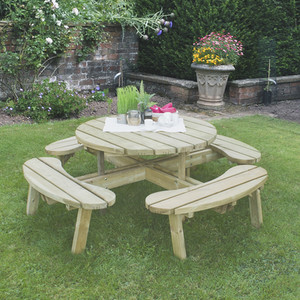 Circular Picnic Table - Natural / Without Backrests by Forest