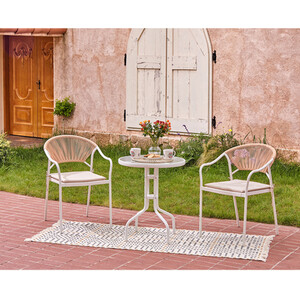 Lillian Bistro Set - Neutral and White by Outdoor Essentials