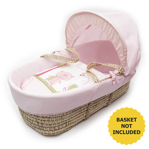 Tiny Ted Pink Moses Basket Bedding Set by Kinder Valley
