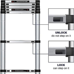 2.6M Telescopic Stainless Steel Extension Ladder - Stainless steel by Dyzi