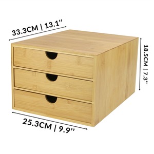 Bamboo Desktop 3 Drawer Organiser - Slim Opening - Brown by Maison & White