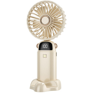 Portable Digital Display Handheld Fan - White