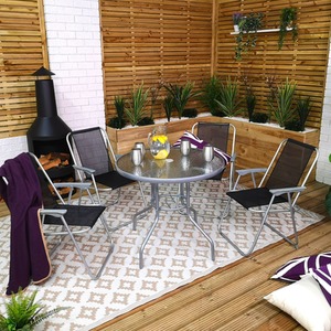 Samuel Alexander 4 Seater Garden Table And Chairs Set Dining Set With Parasol - Black & Grey by Samuel Alexander