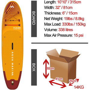 Aqua Marina Fusion 10ft10 All Round Inflatable Stand Up Paddle Board - Yellow by Aqua Marina