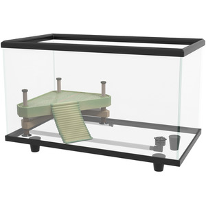 PawHut Turtle Tank Glass Turtle Aquarium with Basking Platform - Black / 28l by PawHut