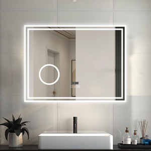 Dimmable LED Bathroom Mirror with Bluetooth Speaker - White / 80x60cm by AicaBathroom