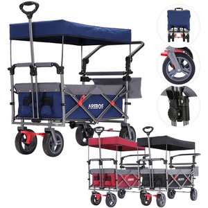 Handcart Premium Foldable with Roof - Transport Trolley - Blue by AREBOS