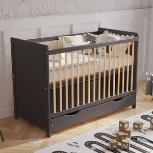 Tokyo Cot Bed With Drawer And Mattress - Anthracite/Pine by Love For Sleep