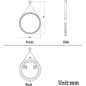 Round Bathroom Mirror with LED Lights, Leather Belt by AicaBathroom