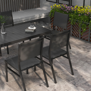 Outsunny 7 Piece Garden Dining Set with Breathable Mesh Seat Aluminium Top - Grey by Outsunny
