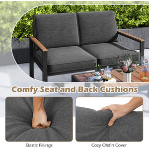 2 Piece Patio Aluminium Furniture Set - Grey by Costway