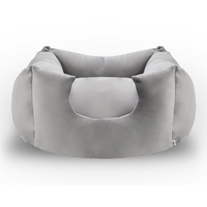 Small Grey Plush Velvet Dog Bed - Grey by FABRICNCO