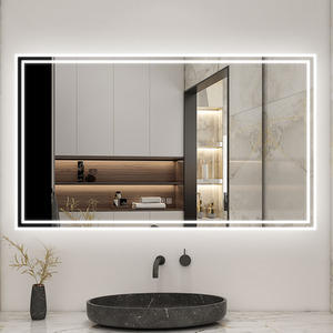 Illuminated Bathroom Mirror with Double Border Lights - White / 80cm by AicaBathroom