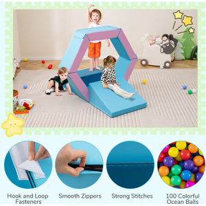 3-Piece Baby Foam Climbing Blocks Set - Blue by Costway