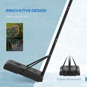 SPORTNOW Basketball Backboard Hoop Net Set with Wheels, 182-213cm, Black - Black by SPORTNOW