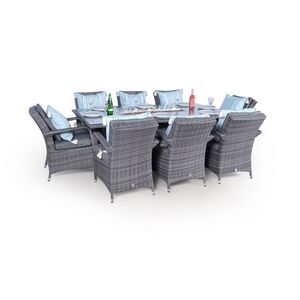 Arizona Fire Pit Square Rattan Patio Dining Set - Grey / 8 by Giardino
