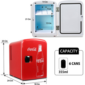 Coca Cola Classic 4L Mini Fridge 6 Can Small Fridge - Coca Cola by Koolatron