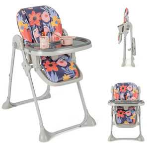 Folding Baby Highchair with Recline Footrest - Blue by Costway