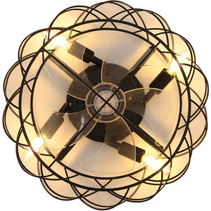 Ceiling Fan Light with Black Cage Design - Black by Livingandhome