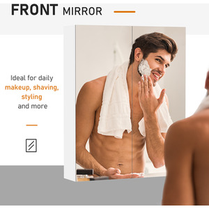 Wall Mount Mirror Cabinet Bathroom Storage - White