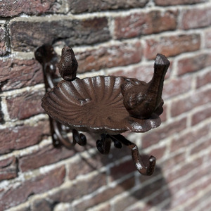 Venus Cast Iron Wall Mounted Bird Bath Feeder with Hanger - Brown by Selections