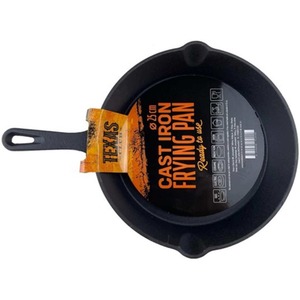 Texas Club 25cm Cast Iron Frying Pan with Metal Handle - black by KAMADO BONO