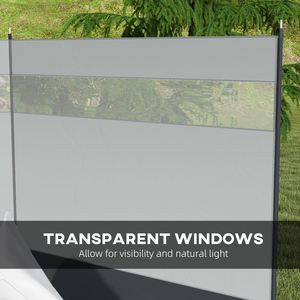 Outsunny Camping Windbreaks w Clear Windows and Carry Bag, 440 x 140cm, Grey - Grey by Outsunny