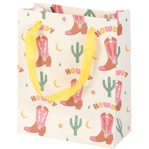 Cowboy Boot Print Gift Bag - Medium - 23x19cm by Kingsbury Gifts