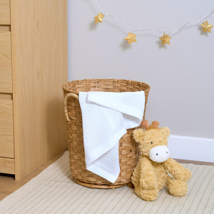Soft Cotton Cellular Pram Blanket - White by Clair de Lune