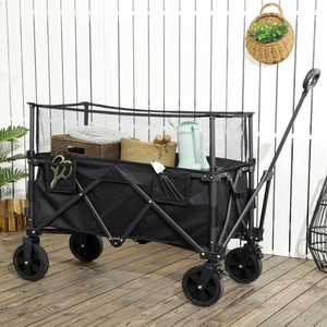 Outsunny 180L Folding Trolley on Wheels with Extendable Side Walls by Outsunny