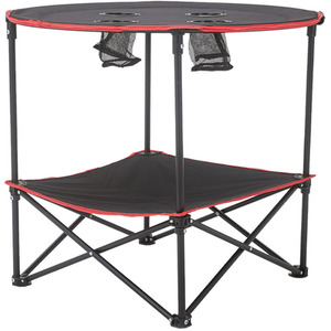 Outdoor Protable Camping Table with Cupholders - Black + Red by Livingandhome