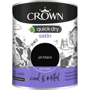 Crown Quick Dry Wood and Metal Satin - Jet Black / 750ml by Crown Paints