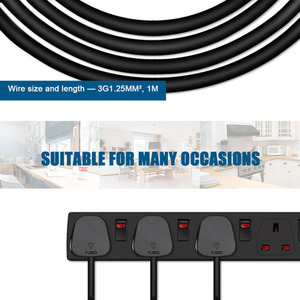 4 Gang Individually Switched Surge-Protected Extension Lead - Black / 1m by ExtraStar
