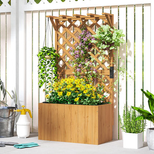 Outsunny Wooden Raised Garden Planter Box with Trellis by Outsunny
