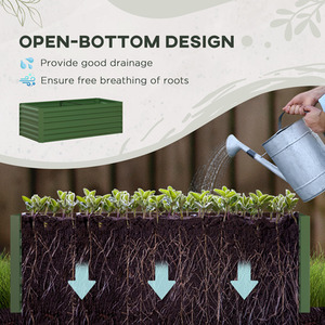 Outsunny Galvanised Raised Garden Bed Planter - Green by Outsunny